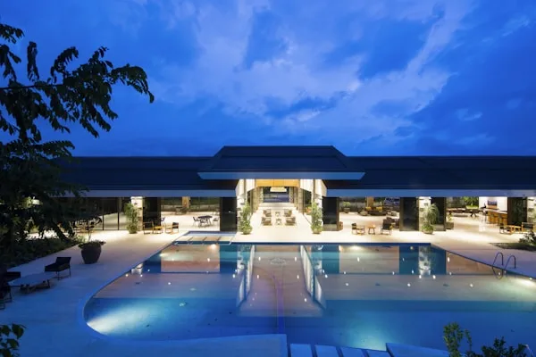 Luxury hotel with ambient lighting